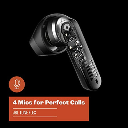 JBL Tune Flex - True Wireless Noise Cancelling Earbuds (Black), Small | JBL Pure Bass Sound, Active Noise Cancelling with Smart Ambient, 4 mics for perfect calls, Up to 32 hours of battery life - color: Black