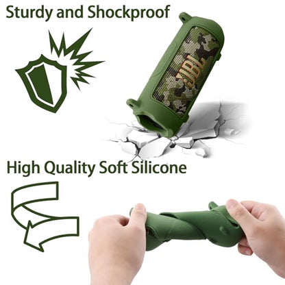 Silicone Cover for JBL Flip 7 Portable Bluetooth Speaker | Scratch-resistant, Unhindered Sound, Silicone Construction, Portable Carrying Silicone Cover, Green Silicone Cover - color: Green Cover