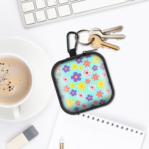 Square Data Cable Earbud Charger Coin Storage Bag Shockproof and Drop-Proof EVA Material Compatible with AirPod(Small Flowers) - color: small flowers