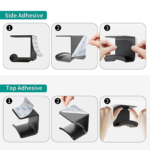 HomeMount Under Desk Headphone Hanger, Adhesive Hook, Black 2 Pack - color: Black-2P