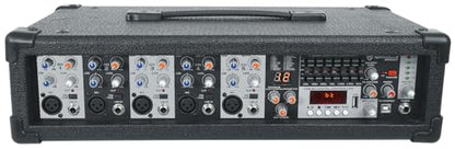 Rockville SPGN158 15" DJ PA Speaker Pair Bundle with RPM47 Powered Mixer | 1600W Peak / 400W RMS Each, 8-Ohm, Bluetooth/USB, 2 RMC-XLR Microphones, 2 Tripod Stands, SpeakOn Cables, 7-Items