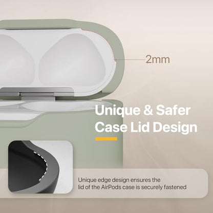 MAGEASY Skin AirPods Pro 2 Case Cover with Keychain Carabiner, Magnetic Locking TPU Shockproof Case Cover for Apple Air Pods Pro 2nd /1st Generation, Soft Silicon Stain-Resistant Cover (Desert Green) - color: Desert Green, size: AirPods Pro 2 & AirPods Pr