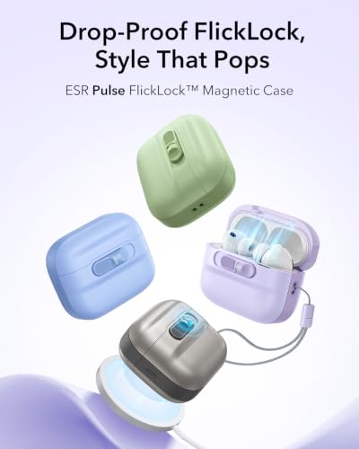 ESR for AirPods Pro 3 Case (2025), Compatible with MagSafe, Purple | Compatible with AirPods Pro 3 (USB-C Cable), Magnetic Lid, Full Drop Protection Cover with Lanyard - color: Purple, size: AirPods Pro 3 Case