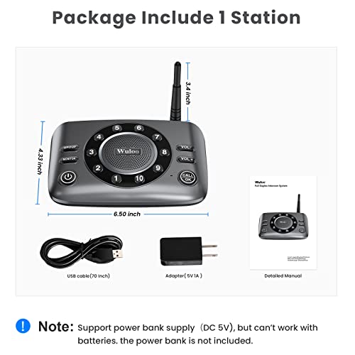 Hands-Free Intercoms Wireless for Home Business, Wuloo Upgrade Two Way Audio Intercom System for Elderly, Full Duplex Room to Room Intercom with 5280 ft Range Clear Sound Anti-Interference, 1-Pack - color: 1 unit for expandable