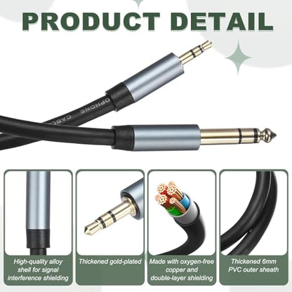 MECCANIXITY 1/4" to 1/8" Stereo Audio Cable, 7FT 6.35mm Male to 3.5mm Male Patch Cord Interconnect Adapter Cable for Laptop, Home Theater Devices, Black - size: 7FT