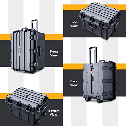 Lykus HC-6540 Hard Case with Wheels and Foam, Inner Size 23.0*16.54*14.17in | IP67 Waterproof, Pluckable Foam, Suitable for Cameras, Lenses, Electronic Equipment and More - size: HC-6540: 28.15x21.65x17.72 inch