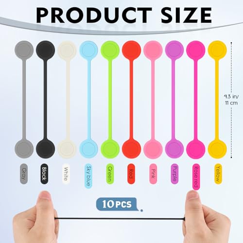 10 Pcs Reusable Magnetic Cable Ties, 4.3 Inch Magnetic Cord Organizer, Silicone Cord Ties with Strong Magnet for Office, School, Home, Book Markers, Fridge Magnets (4.3 Inch) - style: 4.3 Inch
