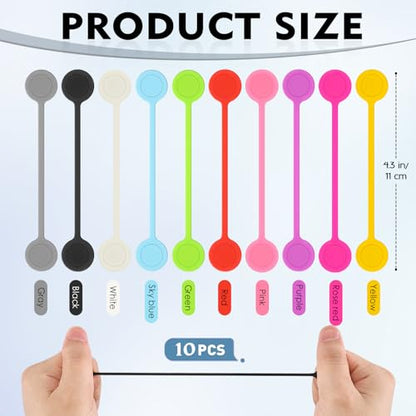 10 Pcs Reusable Magnetic Cable Ties, 4.3 Inch Magnetic Cord Organizer, Silicone Cord Ties with Strong Magnet for Office, School, Home, Book Markers, Fridge Magnets (4.3 Inch) - style: 4.3 Inch