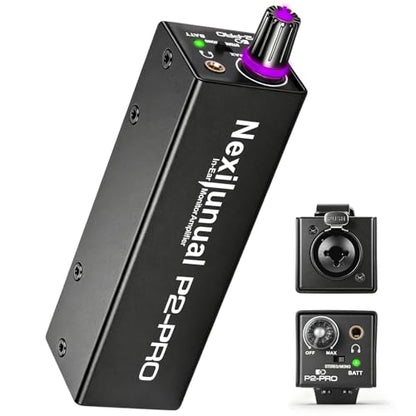 P2 PRO Headphone Amplifier, Portable in Ear Monitor Amplifier | Personal Headphone Amp, XLR/TRS Input 3.5mm Output, Stereo/Mono Switch, Built-in 500mAh Battery,14h Playtime, 7 Color Light