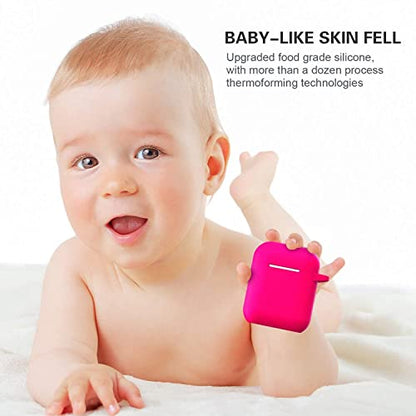 Compatible with AirPods Case Cover, Full Protective Silicone Skin Dust-Proof Designed for Apple AirPods 1st 2nd Generation with Keychain, Front LED Visible, Hot Pink - color: C-Hot Pink
