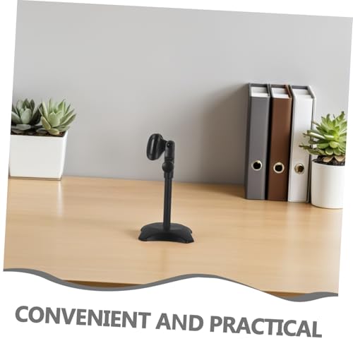 Mikinona Heavy Duty Adjustable Desktop Microphone Stand round Base, Compact Height Adjustable Mic Holder for Handheld and Heavyweight Microphones, for Video Conferences and Interviews