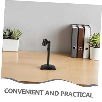 Mikinona Heavy Duty Adjustable Desktop Microphone Stand round Base, Compact Height Adjustable Mic Holder for Handheld and Heavyweight Microphones, for Video Conferences and Interviews