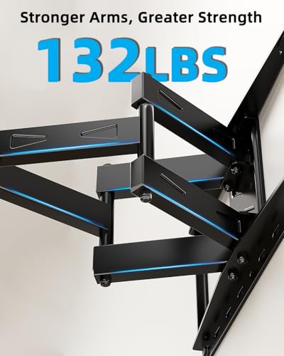 HOME VISION Full Motion TV Mount with Soundbar Bracket, 32-70" TVs, 132 lbs | Articulating Dual Arms, Smooth Swivel & Tilt, Max VESA 400x400 , Fits 8"/12"/16" Studs, Fits Universal Soundbars - size: 32-70" FM w/5746