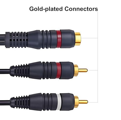 RCA Splitter 1 Female to 2 Male, RCA Cable Y Splitter Adapter, 2 Pack | 0.2M/0.65ft Audio Video Cord Extension for Subwoofer，Amplifier, Active Speakers, Hi-Fi System Dark Blue
