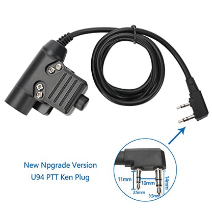 U94 PTT Military 2-Pin Adapter 7.0mm Plug Push to Talk for Baofeng ham Radio UV-5R MINI AR-5RM UV-21R UV-5G AR-152 PRO BF-F8HP PRO UV-5R DM-32 BF-888S Kenwood Two Way Radio