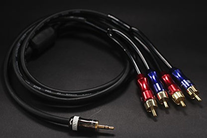 KK-A3.5to4 HiFi Cable - 3.5mm Male to 4-Male RCA Audio Adapter, Stereo Audio Splitter, Gold Plated Plug, 4n OFC Pure Copper Wire - 3.28ft (1M)