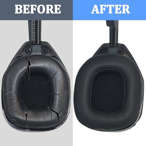 Earpads &Headband for Astro A50 Gen 4 Gen5 A50X Headset,Protein Leather | Mod Kit A50 Gen 4 Noise Cancelling Foam Ear Cushions,Durability Replacement Earpads,with 2 Headband,1 Pairs Earpads (Black) - color: Protein Leather Black