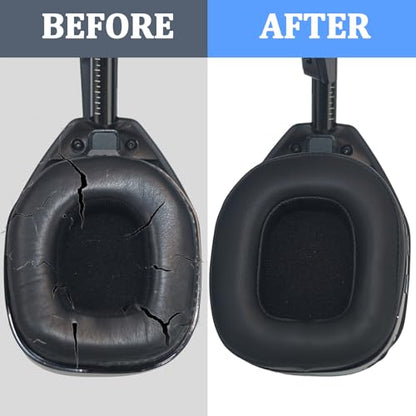 Earpads &Headband for Astro A50 Gen 4 Gen5 A50X Headset,Protein Leather | Mod Kit A50 Gen 4 Noise Cancelling Foam Ear Cushions,Durability Replacement Earpads,with 2 Headband,1 Pairs Earpads (Black) - color: Protein Leather Black