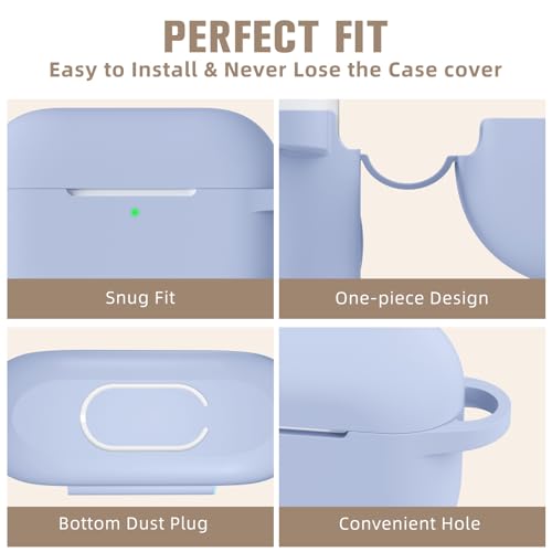 Hamile Compatible AirPods Pro Case - Protective Silicone Shockproof Cover Skin for Apple AirPod Pro 2019 Charging Case, with Keychain, Lilac - color: Lilac