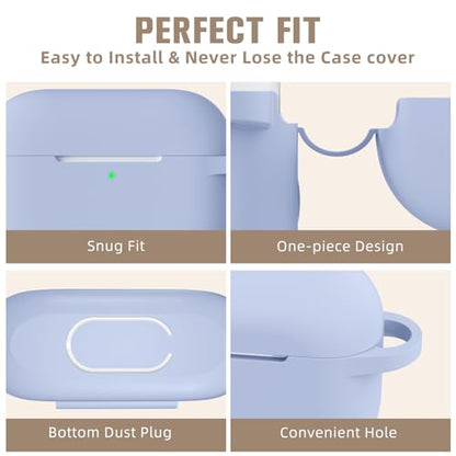 Hamile Compatible AirPods Pro Case - Protective Silicone Shockproof Cover Skin for Apple AirPod Pro 2019 Charging Case, with Keychain, Lilac - color: Lilac