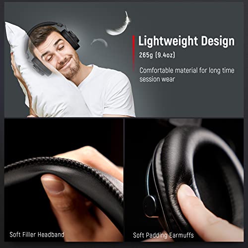FIFINE USB Microphone and Over Ear Headphones, Condenser Home Studio Computer Microphone, Monitor Headphones Wired for Recording Streaming Podcast YouTube Skype Games (K668+H8)