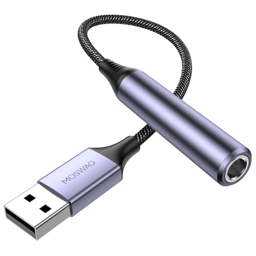 MOSWAG USB to 1/4 Jack Audio Adapter with External Sound Card