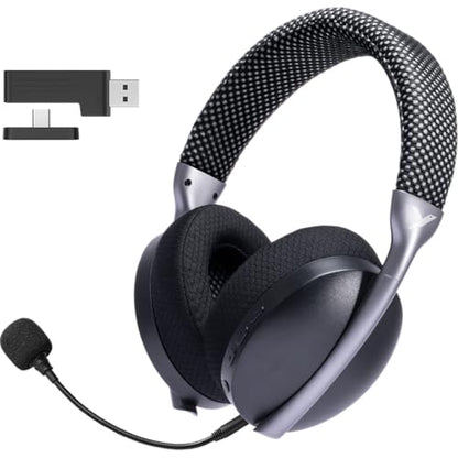 2.4GHz Wireless Gaming Headset for PS5, PS4,Switch,PC, Noise Canceling Mic, 15ms Low Latency, USB &Type C Adapter,35H Battery,3D Surround Sound Bluetooth5.3 Headphone for Phone, Mac, Laptop (Black)