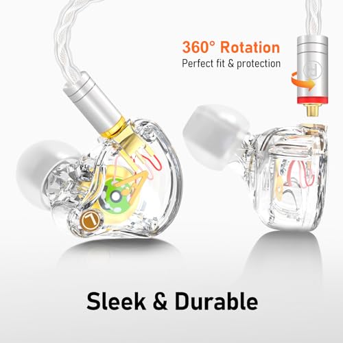Audiovance Vibes 202ML HiFi 유선 이어버드, 아이폰 14/13/12/11/X, 프로 맥스용 | 마이크가 있는 인이어 헤드폰, 선명한 사운드, 딥 베이스, 소음 차단 이어버드, 실버 도금 코드, 편안한 핏, 케이스 - color: 2-투명