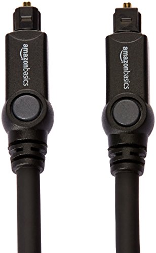 Amazon Basics Toslink Digital Optical Audio Fiber Optic Cable, CL3 Rated, Multi-Channel, for Sound Bar, Audio System, Home Theatre, Gold-Plated Connectors, 15 Foot, Black