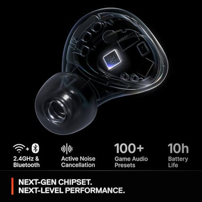 SteelSeries Arctis GameBuds for Xbox/PC/PS5/Switch/Mobile — Quick-Switch 2.4GHz+Bluetooth 5.3 — Active Noise Cancelling — Mobile App — Water Resistant IP55 — 40H Battery with Qi Charging Case - Black - color: Black