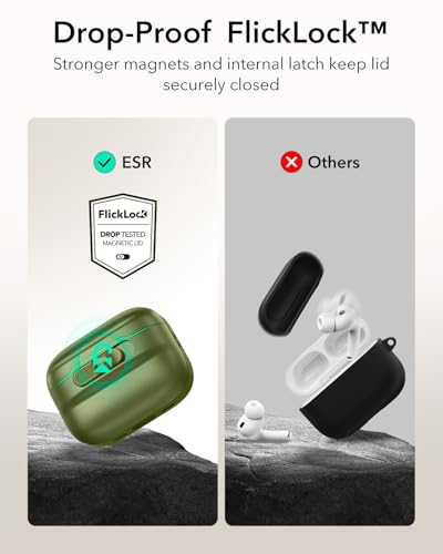 ESR for AirPods Pro 3 Case (2025), Compatible with MagSafe, Green | Compatible with AirPods Pro 3 (USB-C Cable), Magnetic Lid, Full Drop Protection Cover with Lanyard - color: Green, size: AirPods Pro 3 Case