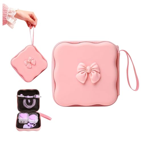Charger Cover Storage Bag with Bow Tie Waves Design Travel | Bow Tie Waves Design Travel Organizer Case, Charger Cover Storage Bag