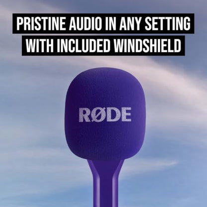 RØDE Interview GO Handheld Adaptor for RØDE Wireless Microphones (Purple) | Handheld adapter with foam windshield for interviews, field presentations and content creation - color: Purple