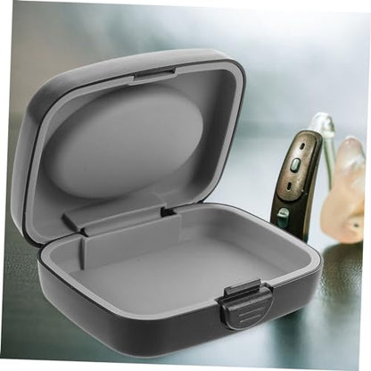 Hearing Aid Storage Box with Hard Shell, Push Button Closure