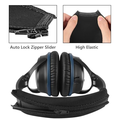 Geekria Flex Fabric Headband Cover Compatible with Bose QC45 QuietComfort 35II/QC35/QC25 Headphones, Replacement Repair Part, Sweat Cover, Easy DIY Installation (Black)