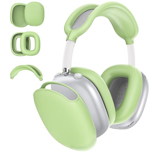 3 in 1 Silicone Case Cover Compatible with Apple Airpods Max Headphones(2026/2024/2020), Anti-Scratch Ear Pad Case Cover Ear Cups Cover and Headband Cover Compatible with Apple Airpod Max 2/1 (Green) - color: Green