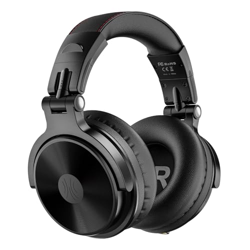 OneOdio Pro C Wired & Wireless Over-Ear Headphones, 110H, 50mm Drivers | Wired 3.5mm and wireless Bluetooth modes with 110H playtime, 50mm drivers and HD mic for PC, podcast and studio work - color: Black