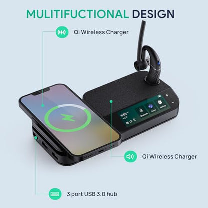 Yealink Bluetooth Headset Workstation, Office Wireless Headset with Mic, Speakerphone, Wireless Charging Pad, Charging Case, USB-C/A Dongle,Connect to Desk Phone, PC, Work with Teams Zoom - style: BH71 Workstation Pro (USB-C to A)
