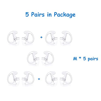 Replacement Earmold Earpiece Earbud Earplug Ear Mold for Walkie Talkie Acoustic Tube Earpiece,Soft Silicone Earmould Replacement Earpiece Insert for Two Way Radio Air Acoustic Headset (Pair of 5) - color: 5 pair medium