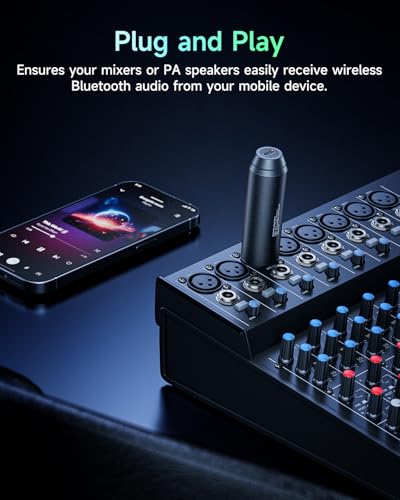 Donner XLR Bluetooth Receiver, Wireless Bluetooth Adapter for Speakers, PA Systems, Audio Mixer, DJ Systems, Bluetooth 5.3, 20 Hours Battery Life (CV-1)