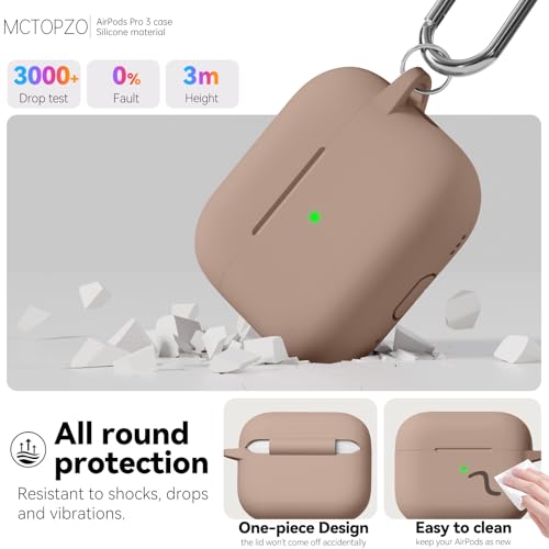 for AirPods Pro 3 Case 2025,Come with Cleaner Kit,Brown | Silicone Protective Cover for Airpod Pro 3rd Generation Case with Keychain,for Women Men,One-Piece Design,Shockproof - color: E-Brown