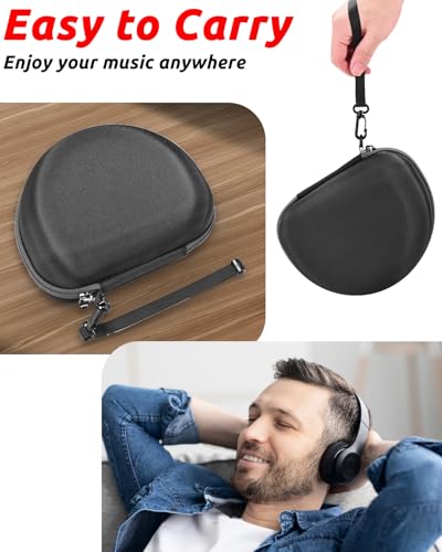 RAIACE Hard Storage Case Compatible with Skullcandy Crusher Over-Ear Headphones, for TOZO HT3 Headphones and More Foldable Headset, Travel Carrying Bag. (Case Only)-Black(Black Lining) - color: Black(Black Lining)