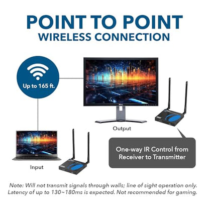 OREI 4K60Hz Wireless HDMI Receiver 165Ft 5G 2.4GHz Loop-Out One-Way IR SSID | HDMI Wireless Receiver – HDMI 2.0, HDCP 2.2, 18Gbps, 5.18–5.24GHz, 130–180ms Latency, Channel Switching - size: 4K@60Hz, style: RX Only