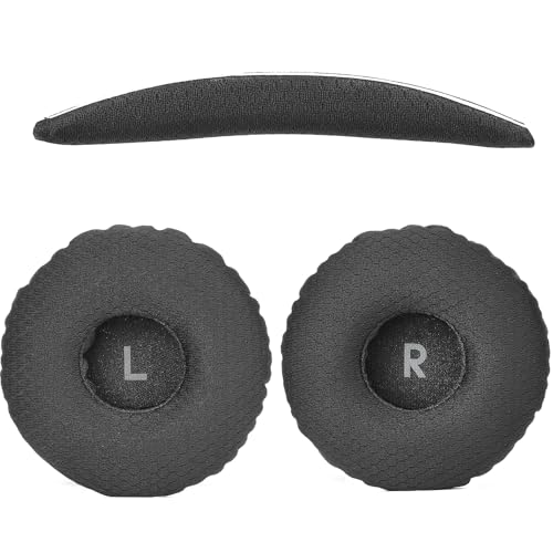 Defean Replacement Cushions Kit 2 IN1 Mesh Fabric Ear Pads + Headband Compatible with JBL Tune 600(T600BTNC 600BTNC)/660(T660NC 660NC)/670(T670NC 670NC) Headphones (Black) - color: Black