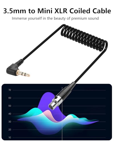 CERRXIAN 3.5mm to Mini XLR Stereo Audio Coiled Cable 90° 1/8" TRS Jack to 3 Pin Mini XLR Female Stereo Adapter Connector for Digital Camera, Microphone, Audio Mixer, Cell Phone, Laptop, Speaker 1.64Ft - size: 3.5MM TRS Male to 3 Pin Mini XLR Female