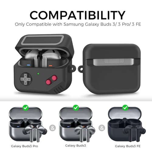TRONWIN Galaxy Buds Pro 3 Case - 2024 Silicone Game Design for Samsung Galaxy Buds 3 pro/Buds 3 Pro/Buds 3 FE Case Cover for Men/Women Gamer (Black) - color: Black