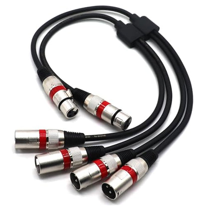 XLR Splitter Cable - XLR Female to Dual Male 3 Pin Patch Y Cable Balanced Microphone Splitter Cord Audio Adapter (50CM-2PACK) - color: XLRF-2XLRM-50CM-2PACK