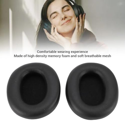 Earpads for 2, Protein Leather Memory Foam Replacement Ear Pads Soft and Stretchable with Noise Isolation Added Thickness