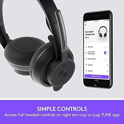 Logitech Zone Wireless Certified Microsoft Teams Bluetooth Headset | Active noise cancellation, Qi charging, Teams and Zoom certified, leatherette ear pads