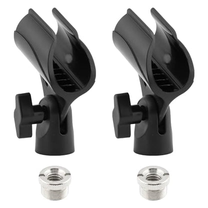 2pcs Microphone Clip Adjustable Angle U Shaped Mic Clip Holder with Screw Adapter Universal Microphone Holder for Most Wired or Wireless Handheld Microphone Stand(Black)